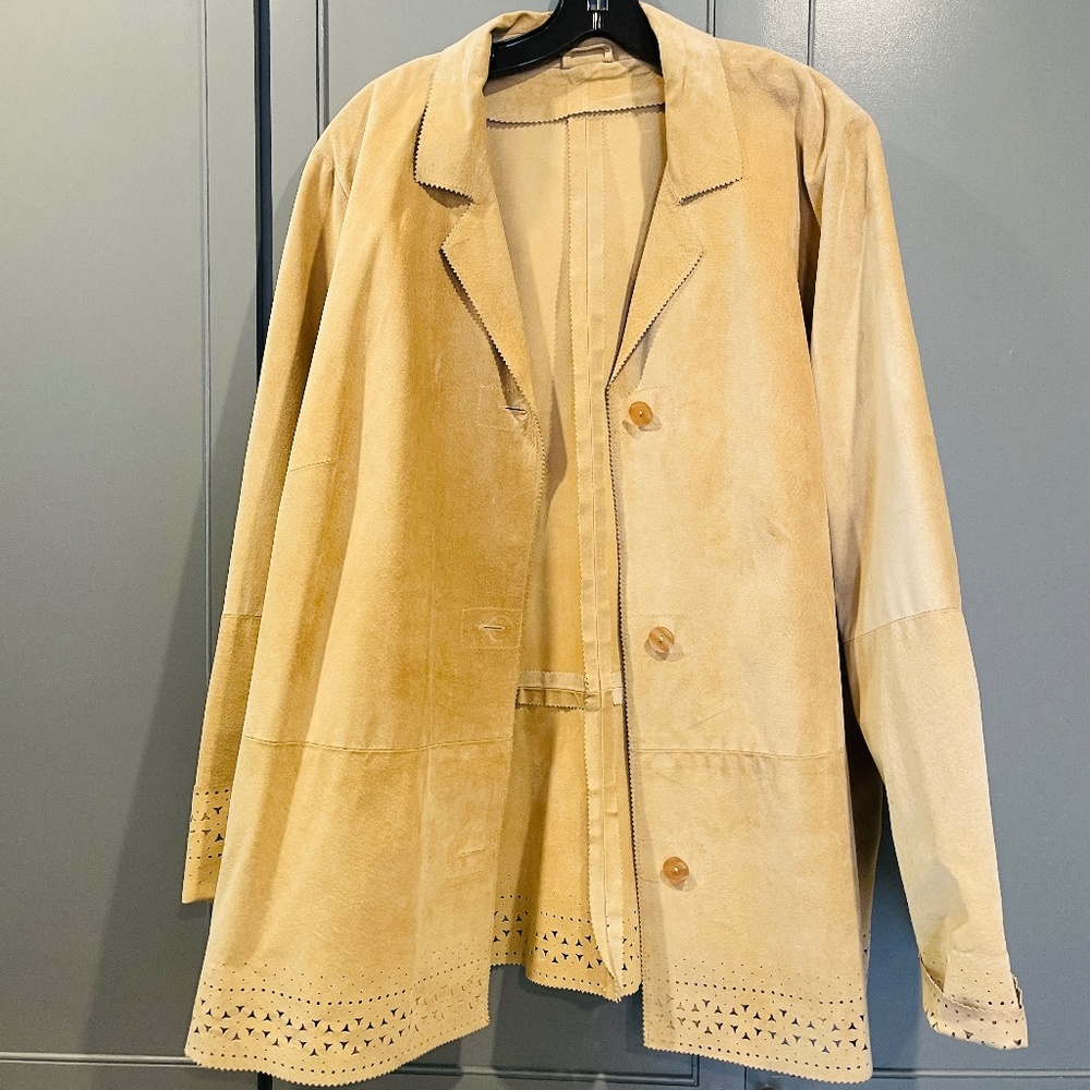 Marina Rinaldi, XL cream suede leather jacket